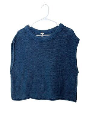 Free People Blue Knit Sleeveless Sweater Vest Women’s Size S
